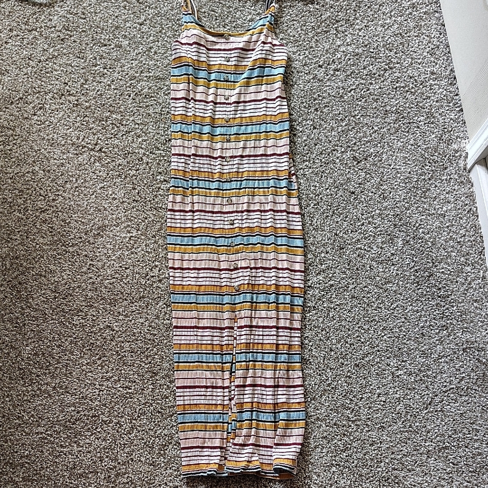 Mudd Orange Green Sheath Maxi Dress Spaghetti Strap
